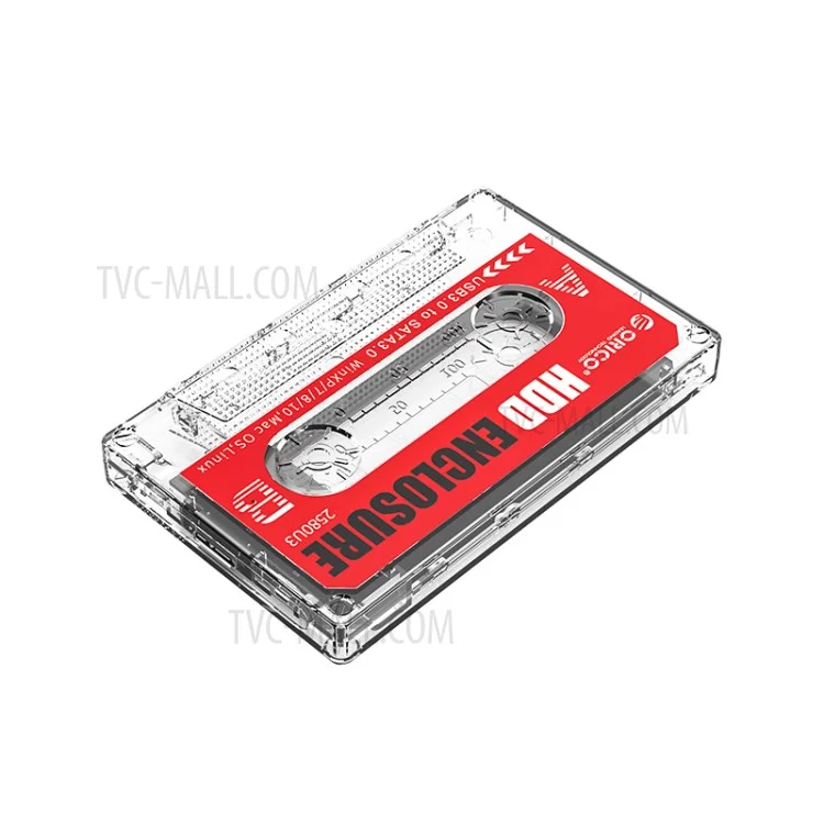 ORICO 2580U3 Tape-shaped 2.5-Inch USB3.0 Portable Enclosure 5Gbps Support Windows / Mac OS / Linux - Red
