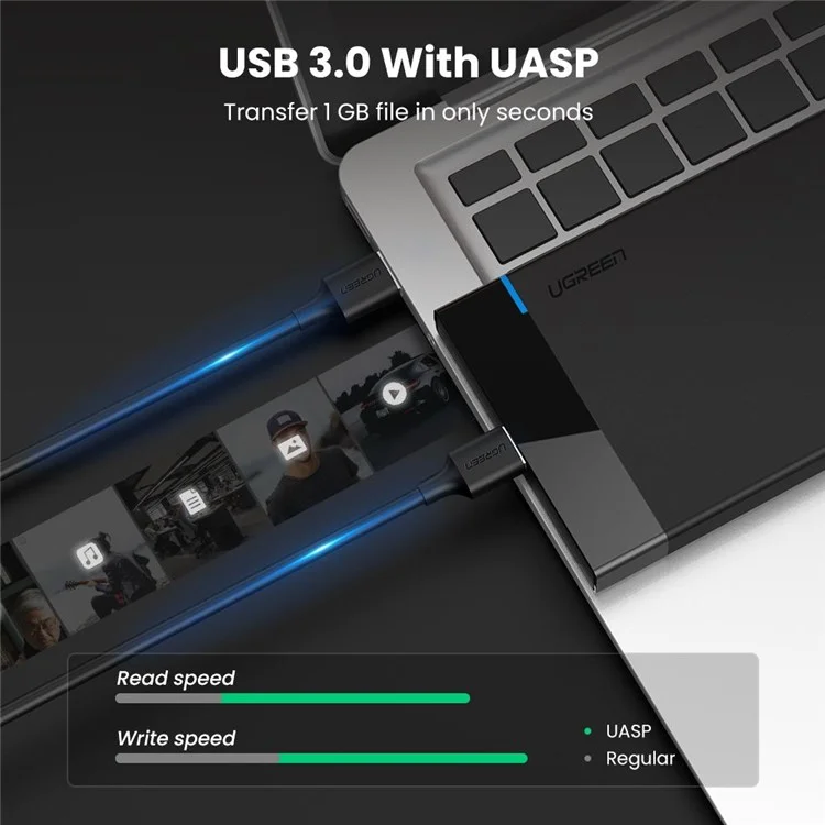 UGREEN 30848 USB 3.0 vers boîtier d'entraînement SATA III 2,5 pouces Disque dur externe SSD Boîtier HDD
