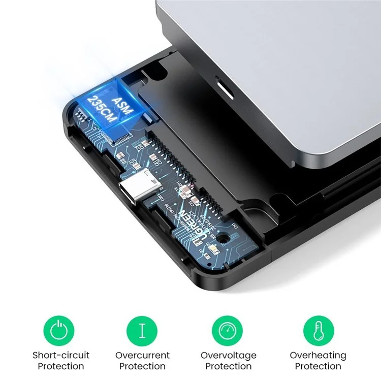 UGREEN 70498 Custodia Disco Rigido USB-C 2.5 Pollici SATA III Esterno SSD HDD Custodia per Disco