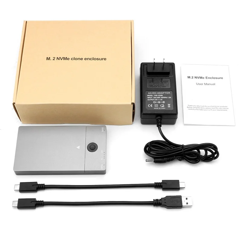 ROCKETEK ME921 M.2 NVME Enclosure Double Bracket Offline Clone/Duplicator Function SSD Hard Disk Case - EU Plug