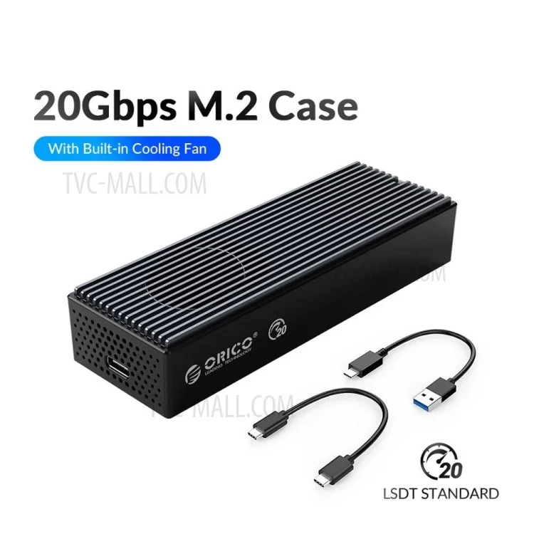 ORICO M2PVC3-G20 USB3.2 Gen2x2 M.2 Ssd-gehäuse Mit Kühllüfter 20gbit / s Nvme Typ-c Festplattenadapter Mobile Hülle Für Pc-laptop