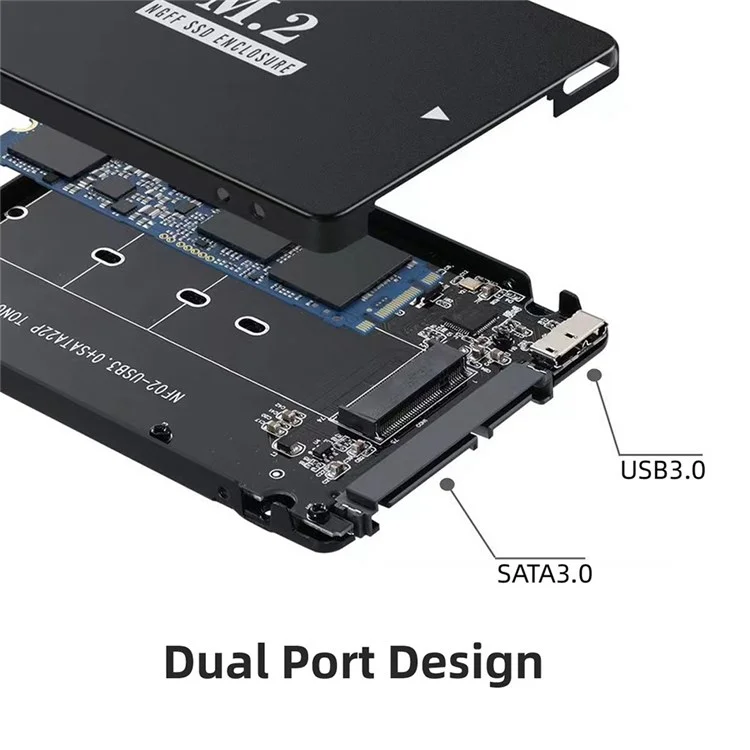 SA-018 NGFF B+M Chave M.2 Card SSD Para 2,5 Polegadas SATA Micro USB 3.0 Combo HDD Disk Drive Gabinete Com Cabo Micro USB