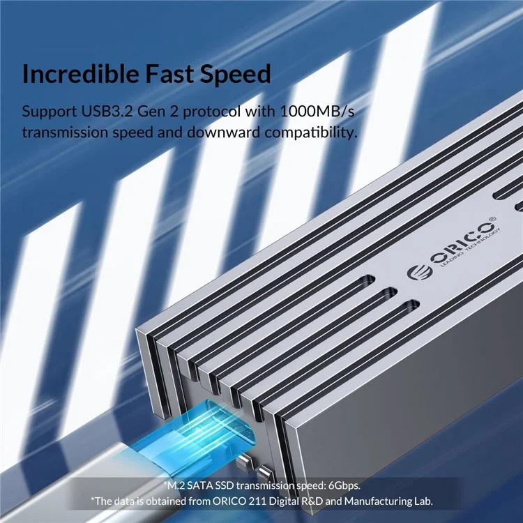 ORICO ORICO-FV35C3-G2 Boîtier en alliage d'aluminium pour disque SSD M.2 NVMe Vitesse élevée 10Gbps pour PC portable Boîtier de disque dur externe - Or