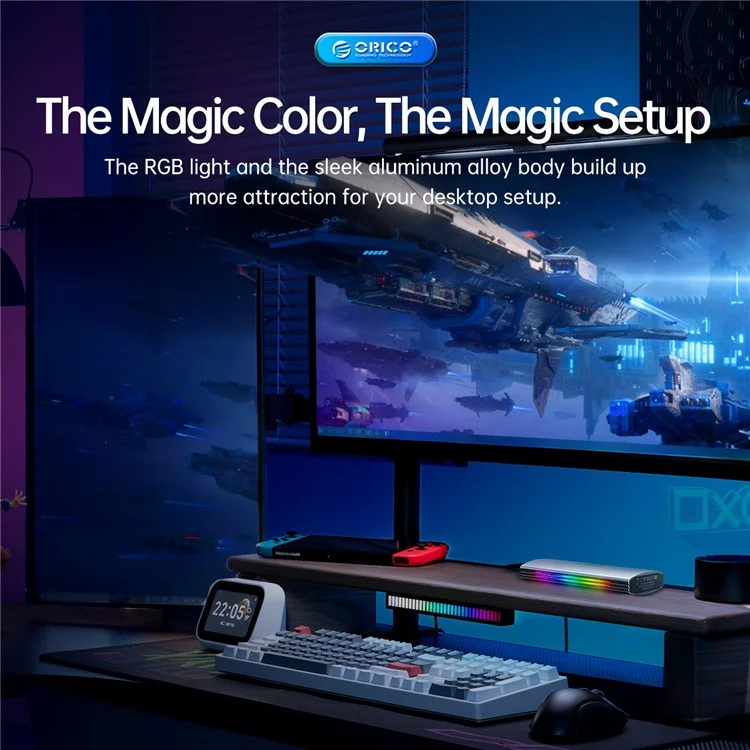 ORICO ORICO-M2R2-G2 10Gbps M.2 NVMe SSD Case RGB Light Design Hard Drive Enclosure Laptop PC External Hard Disk Case - Plata