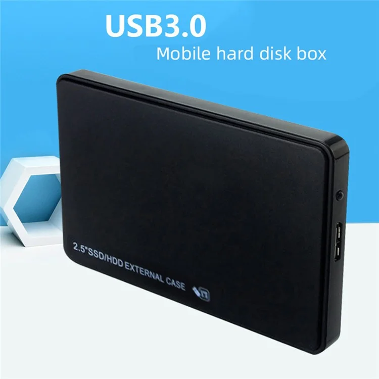 U25 2.5 inch SSD USB3.0 Carcasa externa para disco duro Caja de disco duro Compatible con disco duro SATA de 2.5 pulgadas - Negro
