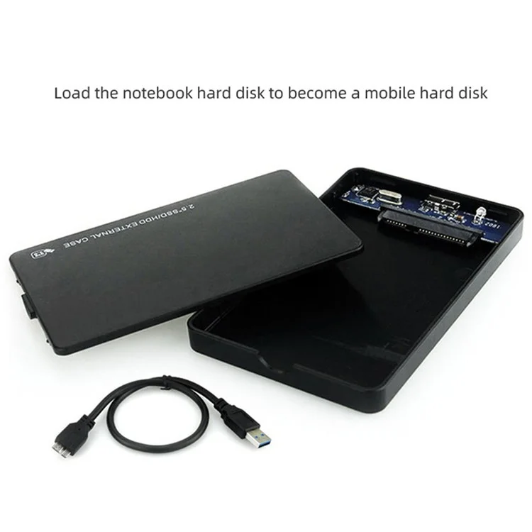U25 2.5 inch SSD USB3.0 Carcasa externa para disco duro Caja de disco duro Compatible con disco duro SATA de 2.5 pulgadas - Negro