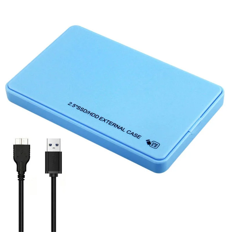 U25 2.5 inch SSD USB3.0 External Hard Drive Enclosure Hard Disk Box Compatible with 2.5-inch SATA Hard Disk - Blue