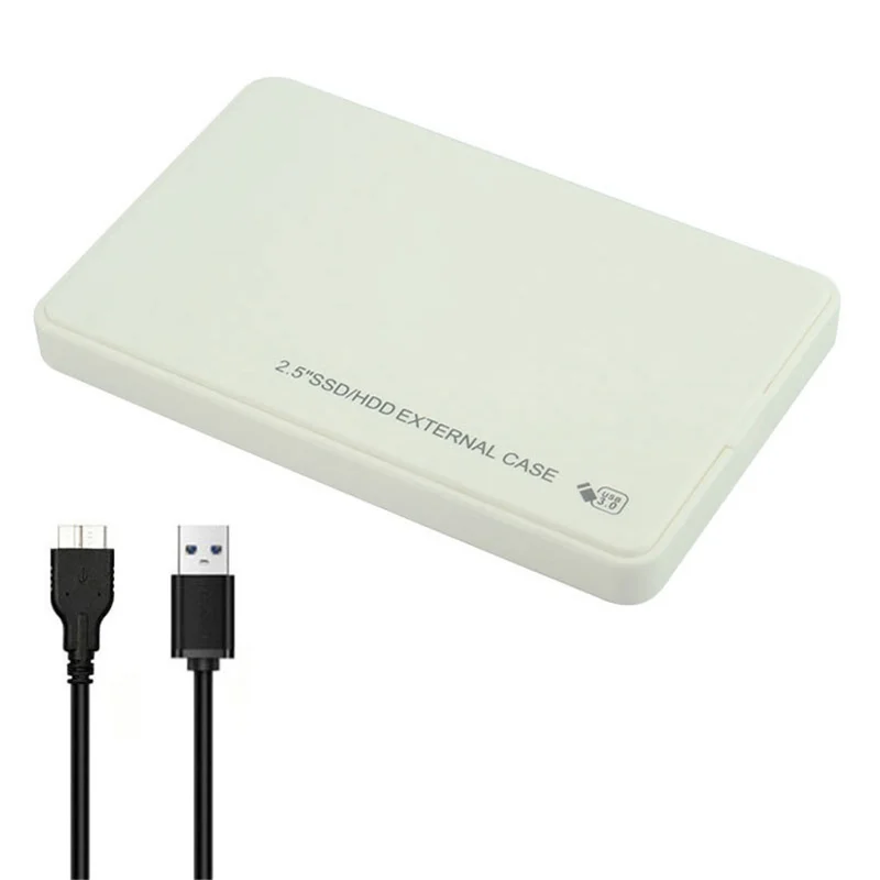 U25 2.5 inch SSD USB3.0 External Hard Drive Enclosure Hard Disk Box Compatible with 2.5-inch SATA Hard Disk - White