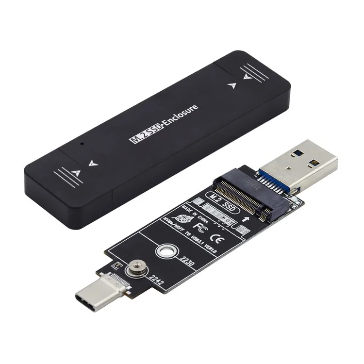 UC-057 Type-C e USB3.0 a NVME M-Key M.2 NGFF SATA SSD PCBA Case 2230 / 2242mm Adattatore RTL9210B Chipset