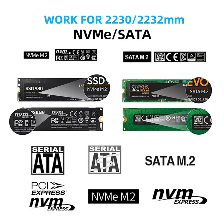 UC-057 Type-C e USB3.0 a NVME M-Key M.2 NGFF SATA SSD PCBA Case 2230 / 2242mm Adattatore RTL9210B Chipset