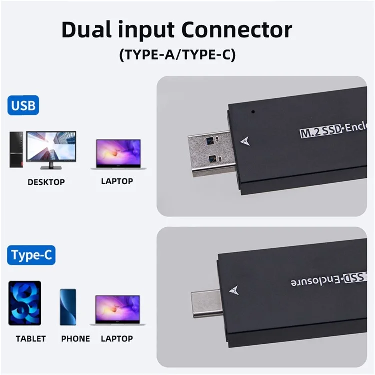 UC-057 Tipo-c & USB3.0 Para NVME M-key M.2 NGFF SATA SSD PCBA Case 2230 / Adaptador de 2242 mm RTL9210B Chipset