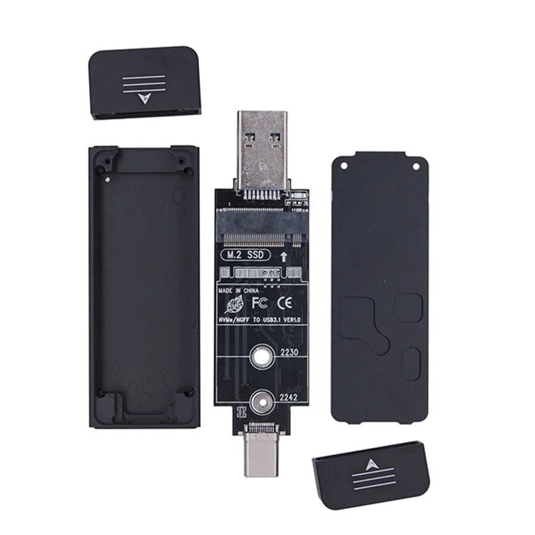 UC-057 Tipo-c & USB3.0 Para NVME M-key M.2 NGFF SATA SSD PCBA Case 2230 / Adaptador de 2242 mm RTL9210B Chipset