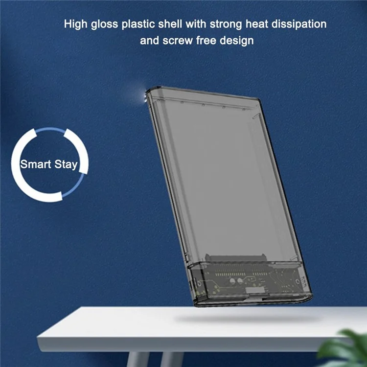 Gabinete de Disco Rígido Externo de 2,5 '' USB 3.0 Para SATA Disco Rígido em Disco Rígido Para Mac OS e Windows, Suportando Max 6 tb - Preto Transparente
