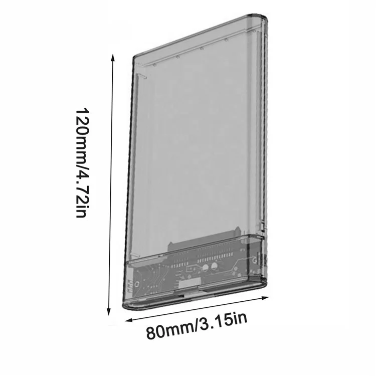 Gabinete de Disco Rígido Externo de 2,5 '' USB 3.0 Para SATA Disco Rígido em Disco Rígido Para Mac OS e Windows, Suportando Max 6 tb - Preto Transparente