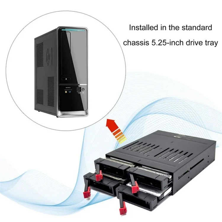 Châssis à Disque Dur à Quatre Passes Châssis HDD Enceinte Multi-disque SATA Case de Disque Dur Interne Prise en Charge de 2,5 Pouces SATA I / ii / III HDD / Disque Dur / SSD