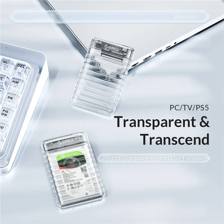 ORICO-2139C3 2.5" USB3.0 External Storage HDD Enclosure Transparent 6Gbps High Speed HDD SSD Hard Drive Enclosure