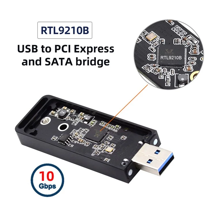 USB 3.0 to 2242 / 2230 NVME M-key M.2 NGFF SATA SSD External PCBA Case Converter Adapter RTL9210B Chipset