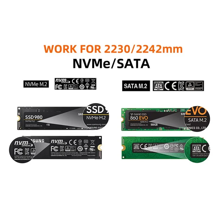 USB 3.0 à 2242 / 2230 NVME M-key M.2 NGFF SATA SSD Adaptateur de Convertisseur de Boîtier PCBA Externe RTL9210B Chipset