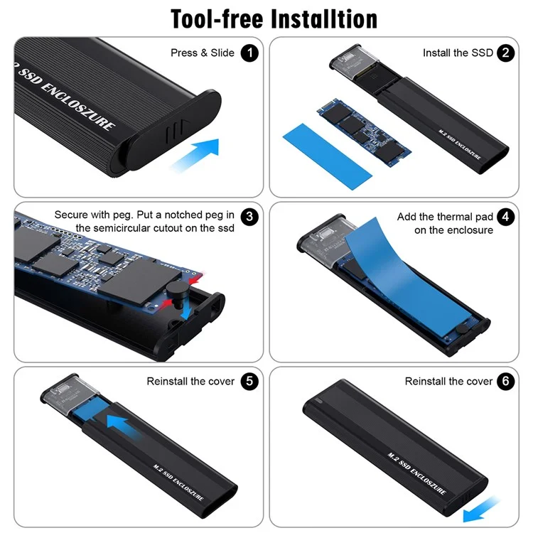 UC-145 USB 3.0 Tipe-c to NVME M-key M.2 NGFF SATA SSD Внешний Корпус PCBA RTL9210B Чипсет