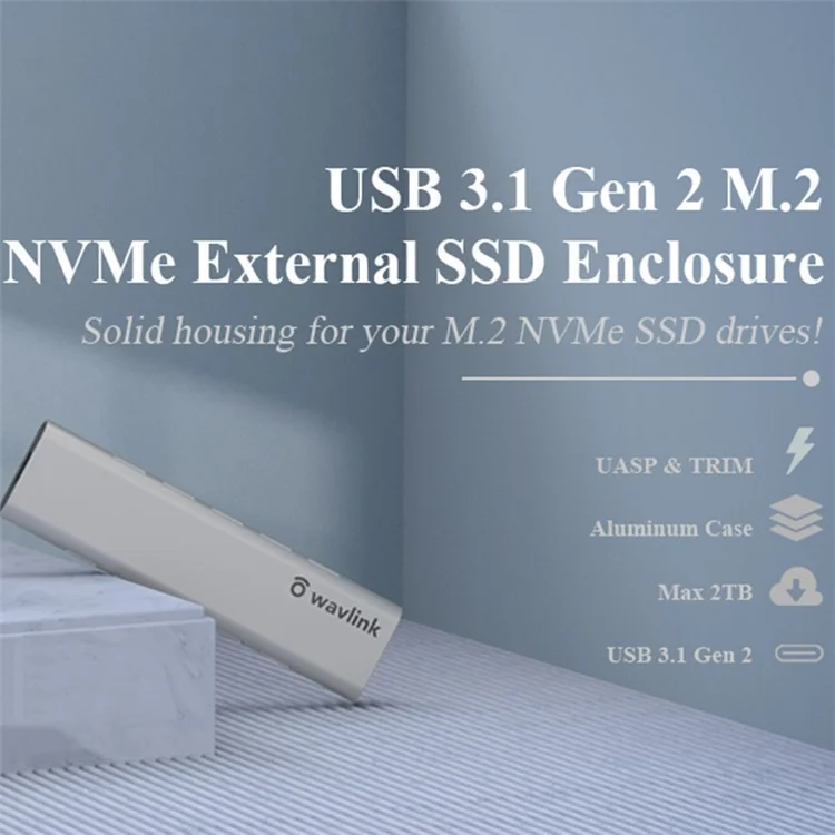 Wavlink ST338C Para Nvme Pcie UASP M Key NGFF SATA USB-C M2 SSD Cubro M.2 a USB 3.1 Gen 2 Nvme SSD Adaptador Adaptador