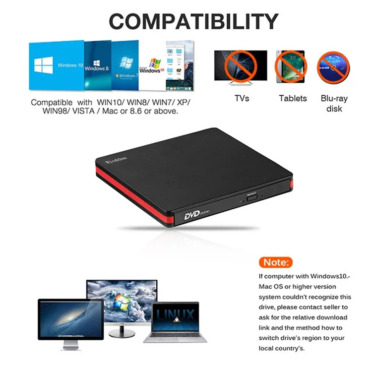 Carcasa de unidad de DVD externa BT669 USB3.0 Grabadora/Reproductor de CD/DVD para portátil