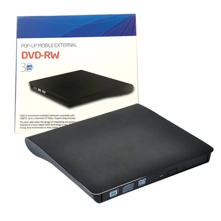 663 USB3.0 Computer Laptop External Optical Drive Burner Brushed High Speed CD DVD Burner - Black