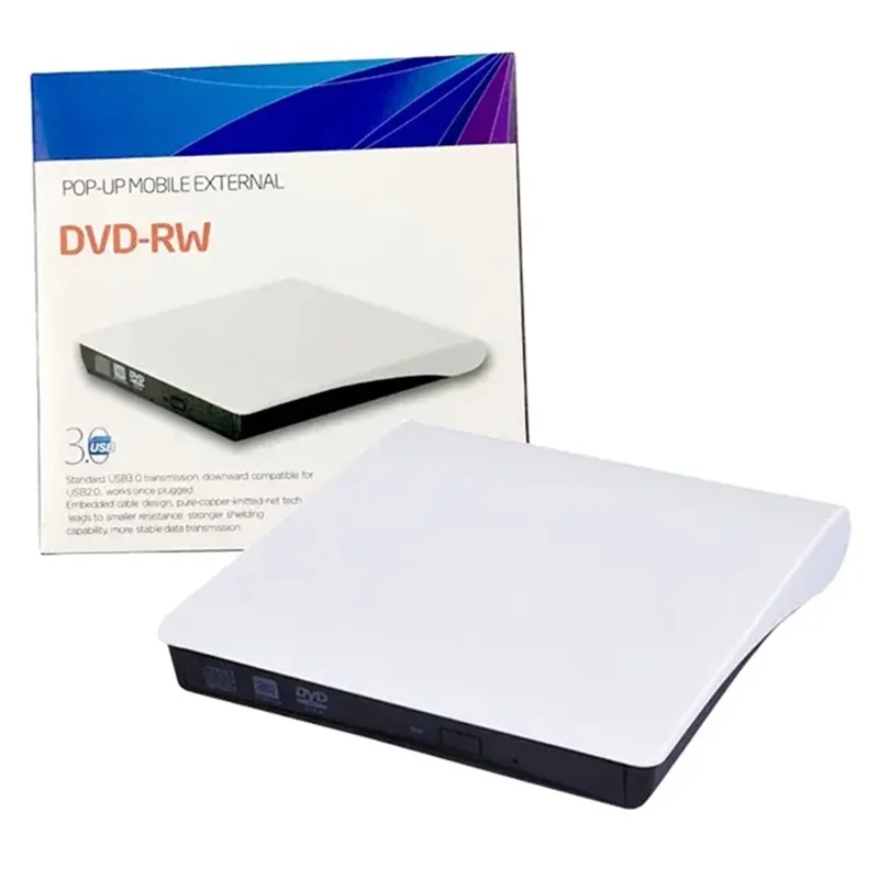 663 USB3.0 Computer Laptop External Optical Drive Burner Brushed High Speed CD DVD Burner - Black+White