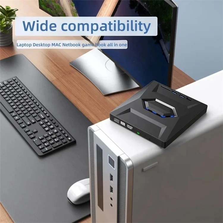 B21-Y Unidad óptica multifunción 5 en 1 para portátil con conector Type-C, grabadora de DVD, USB 3.0 externa, quemador de DVD móvil