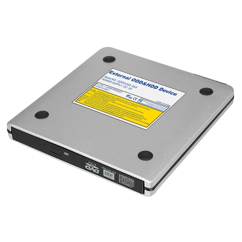 ODP1203S Portable Slim USB3.0 External Optical Drive Aluminum Alloy Case 8X Mobile DVD Recorder Burner - Silver