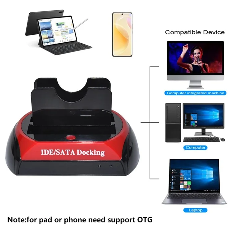 575D Laptop Computer Mobile Hard Disk Box USB Hard Disk Holder 2.5 / 3.5inch SATA IDE HDD Base - US Plug
