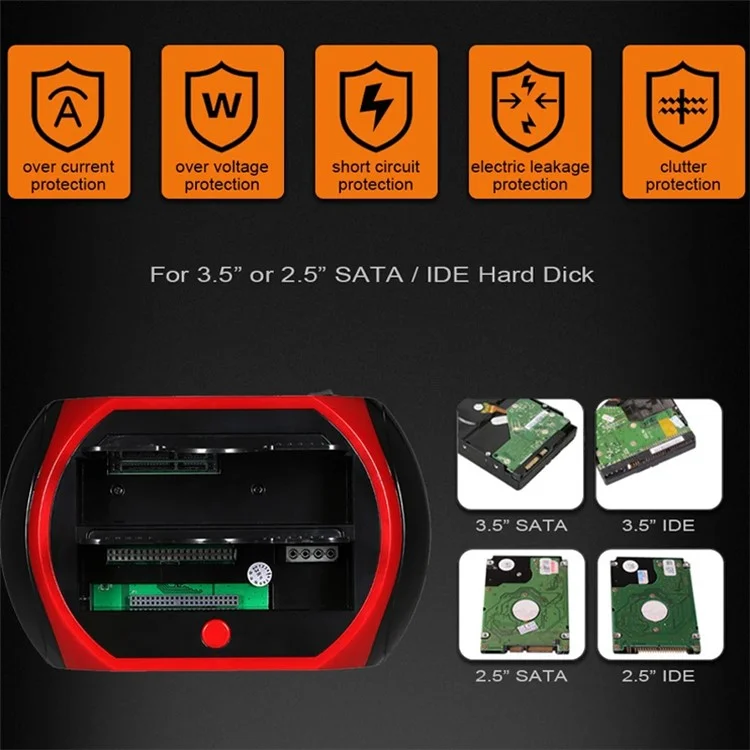 575D Laptop Computer Mobile Hard Disk Box USB Hard Disk Holder 2.5 / 3.5inch SATA IDE HDD Base - US Plug