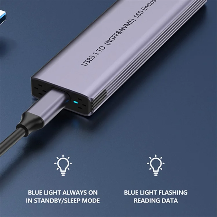 S186 USB3.1 10Gbps SATA SSD Case Aluminum Alloy NVME M.2 Computer External Hard Drive Enclosure