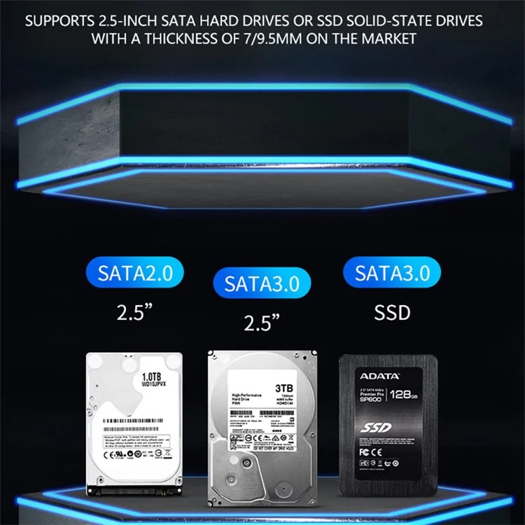 Внешний жесткий диск YC-TS6 для 2,5-дюймового SATA SSD с кабелем USB Type-C 3.1