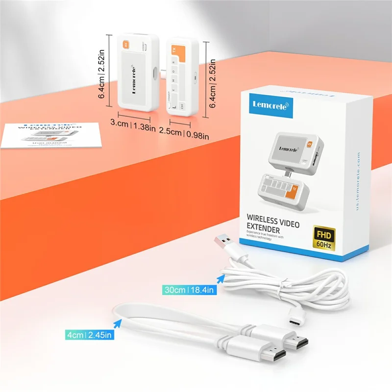 LEMOLERE P400 HDTV Wireless Transmitter / Receiver Adapter USB-C Screen Mirroring Device / 1080P Video Streaming Dongle