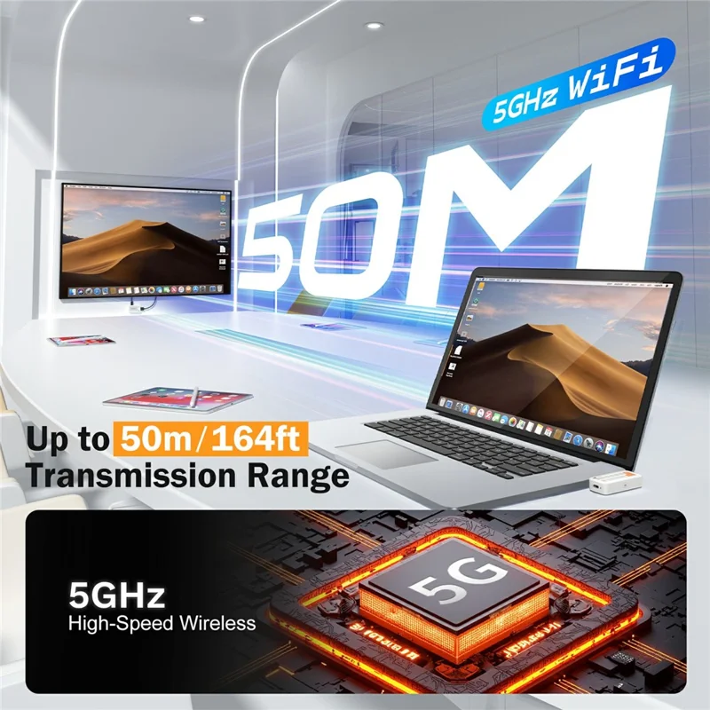 LEMOLERE P400 HDTV Wireless Transmitter / Receiver Adapter USB-C Screen Mirroring Device / 1080P Video Streaming Dongle