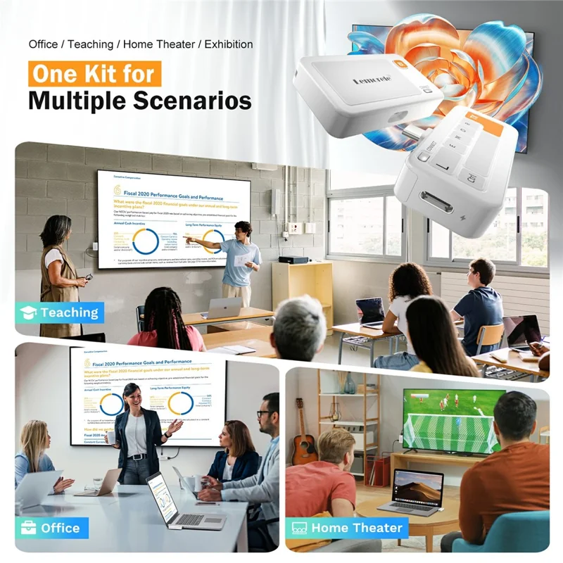 LEMOLERE P400 HDTV Wireless Transmitter / Receiver Adapter USB-C Screen Mirroring Device / 1080P Video Streaming Dongle