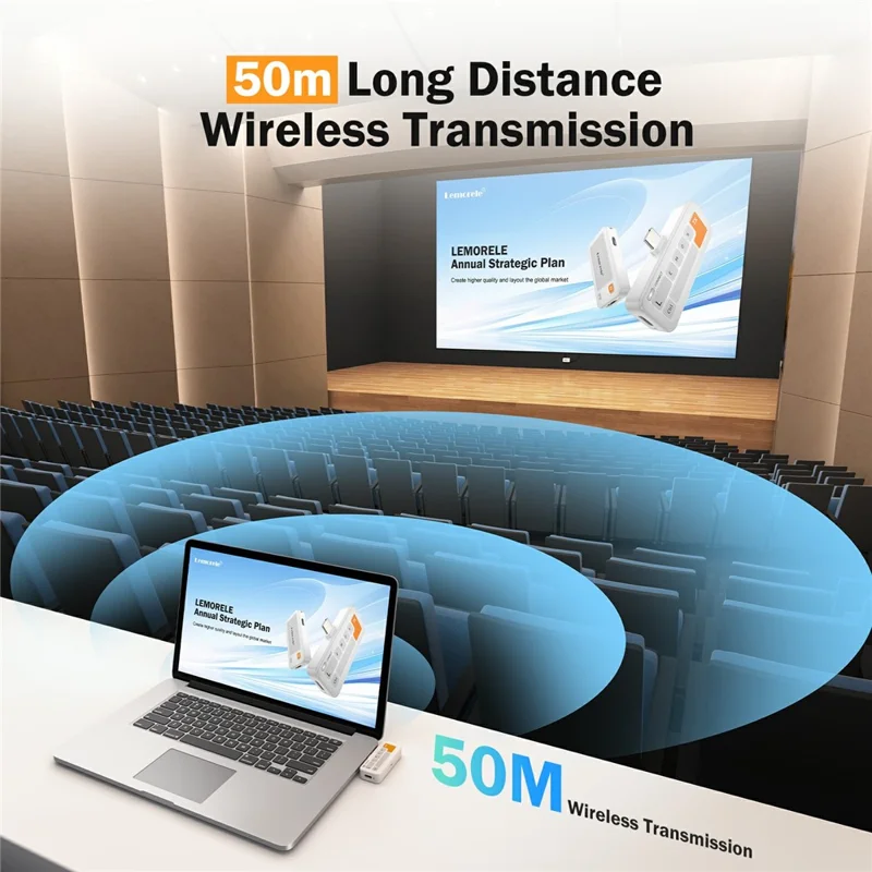 LEMOLERE P400 HDTV Wireless Transmitter / Receiver Adapter USB-C Screen Mirroring Device / 1080P Video Streaming Dongle