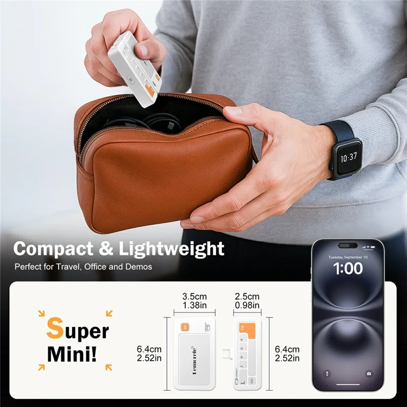 LEMOLERE P400 HDTV Wireless Transmitter / Receiver Adapter USB-C Screen Mirroring Device / 1080P Video Streaming Dongle