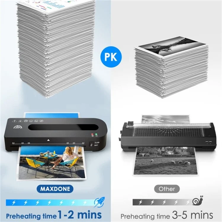 FANGNUO FN333 A4 Máquina Plastificadora con Botón de Liberación de Atascos Plastificadora de Documentos y Fotos de Oficina (Bolsa Plastificadora A4 / A5 / A6 * 10 + Cortapapeles + Redondeador de Esquinas) - Enchufe estadounidense