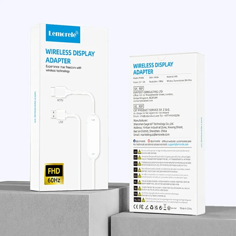 LEMOLERE P1000 Wireless Screen Mirroring Dongle Miracast Adapter HD Display Receiver