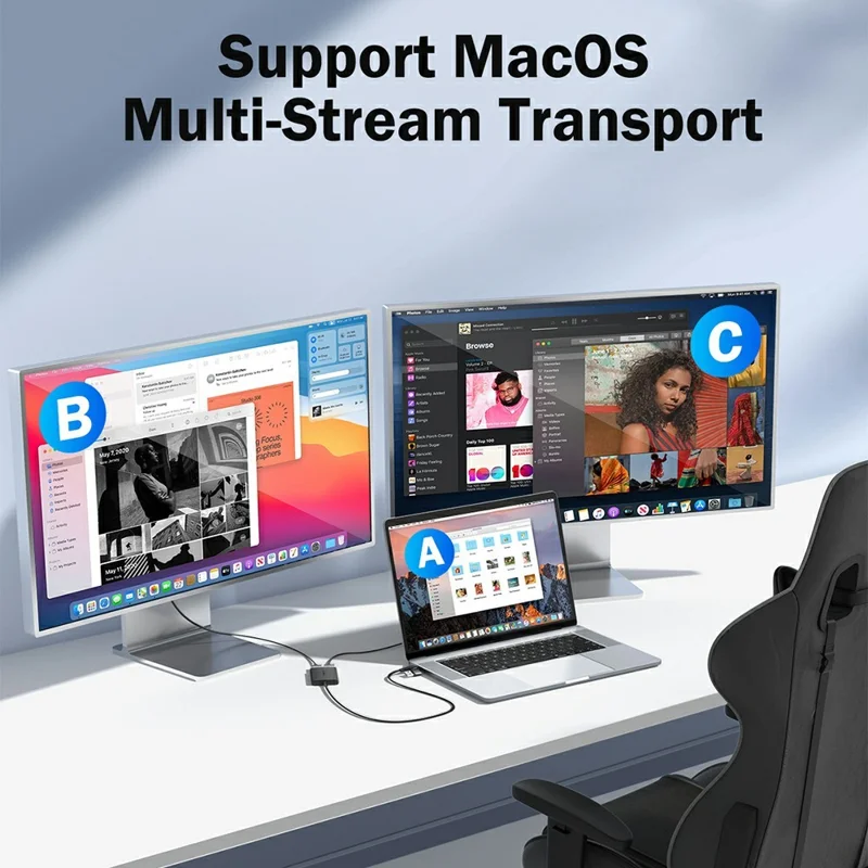 LEMORELE HD10 USB  /  Type-C to Dual HD Adapter 4K 1080P Dual Display Output Converter For Laptop Dual Monitor Extension