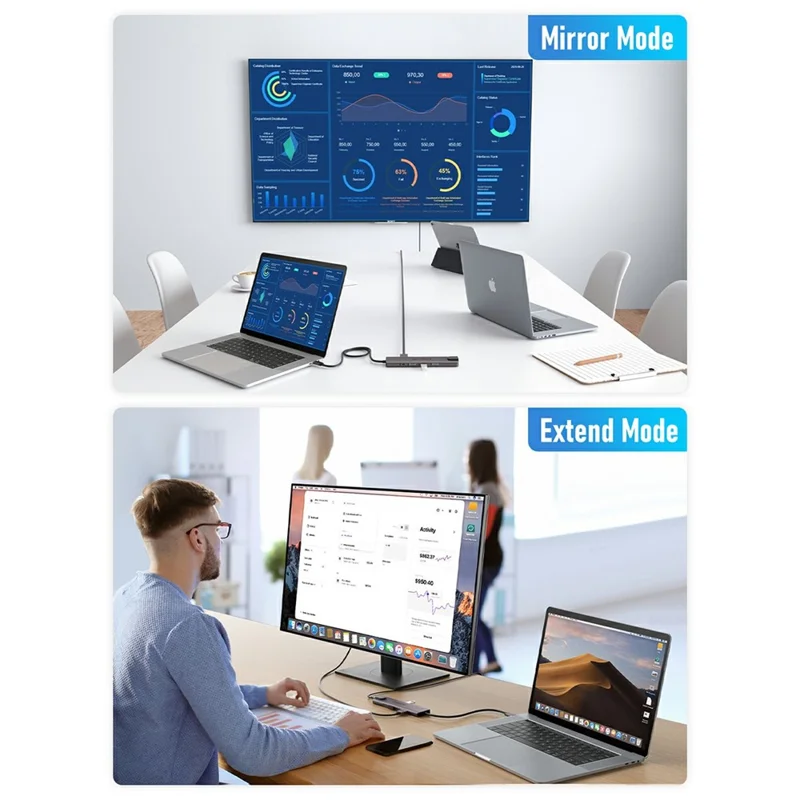 LEMORELE TC46 10 in 1 USB-C Docking Station Type-C Hub Adapter with RJ45 Ethernet / HD / TF Card Ports for Laptops