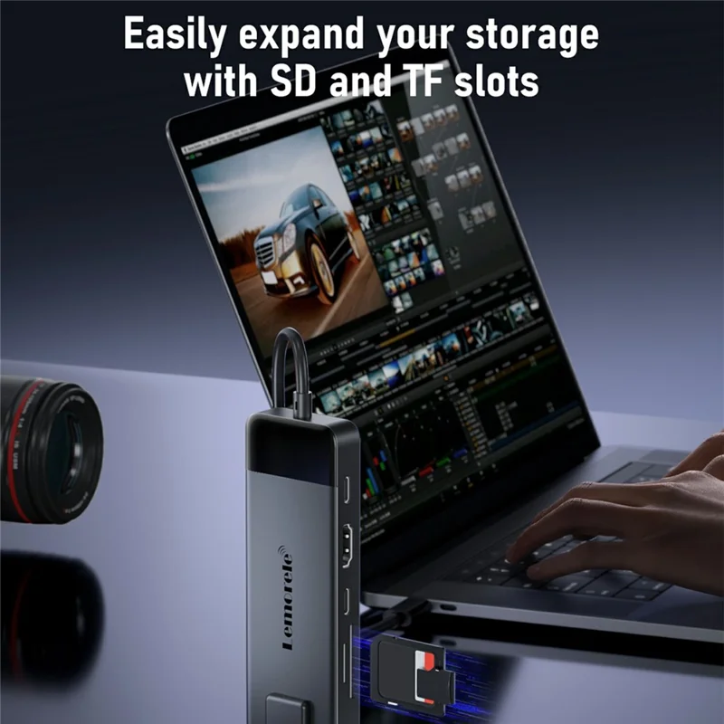 LEMORELE TC93 USB-C Docking Station 10 in 1 Hub Adapter Multiport with HD  /  Ethernet  /  Card Reader  /  PD Charging