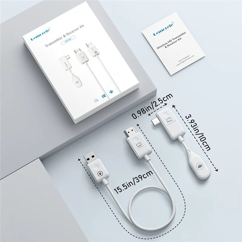 LEMORELE P10 50m Wireless HDTV Transmitter and Receiver Set 1080P 60Hz 5G WiFi HDMI Extender Kit - White