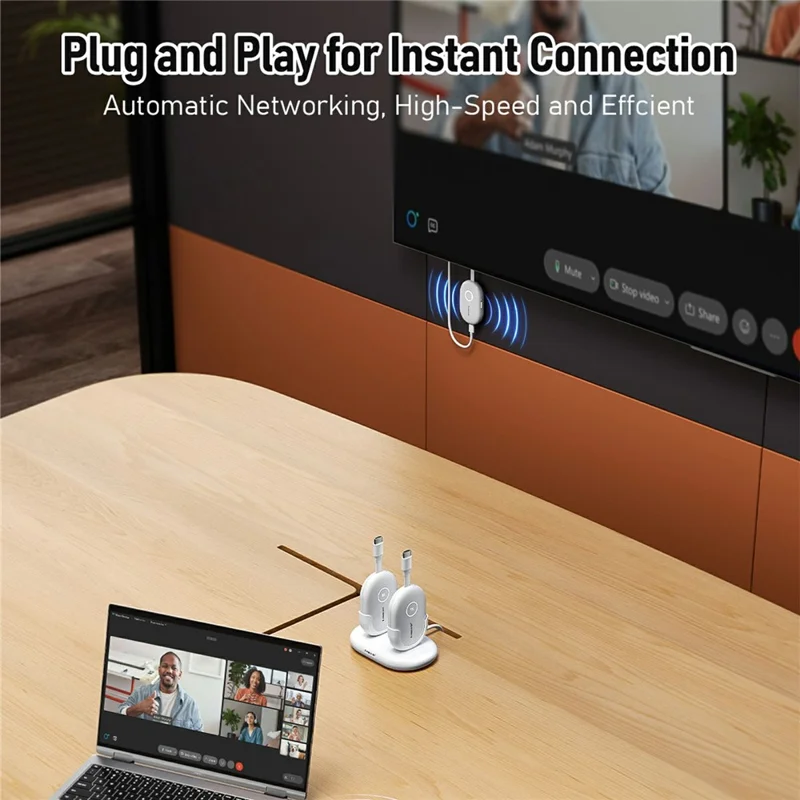 LEMORELE G500 1080P 60Hz HDTV Wireless Video Transmitter and Receiver Kit Low Latency HDTV Synchronizer with Charging Station - White