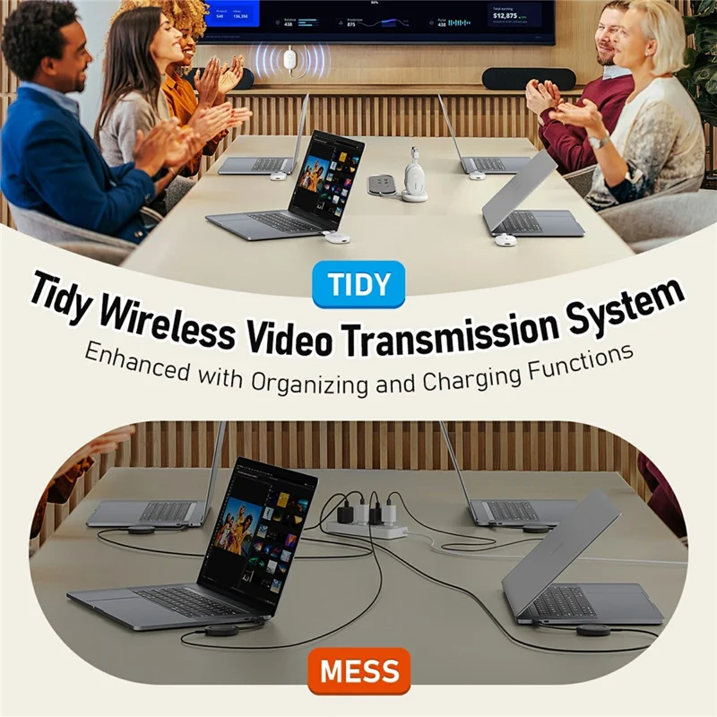 LEMORELE G500 1080P 60Hz HDTV Wireless Video Transmitter and Receiver Kit Low Latency HDTV Synchronizer with Charging Station - White