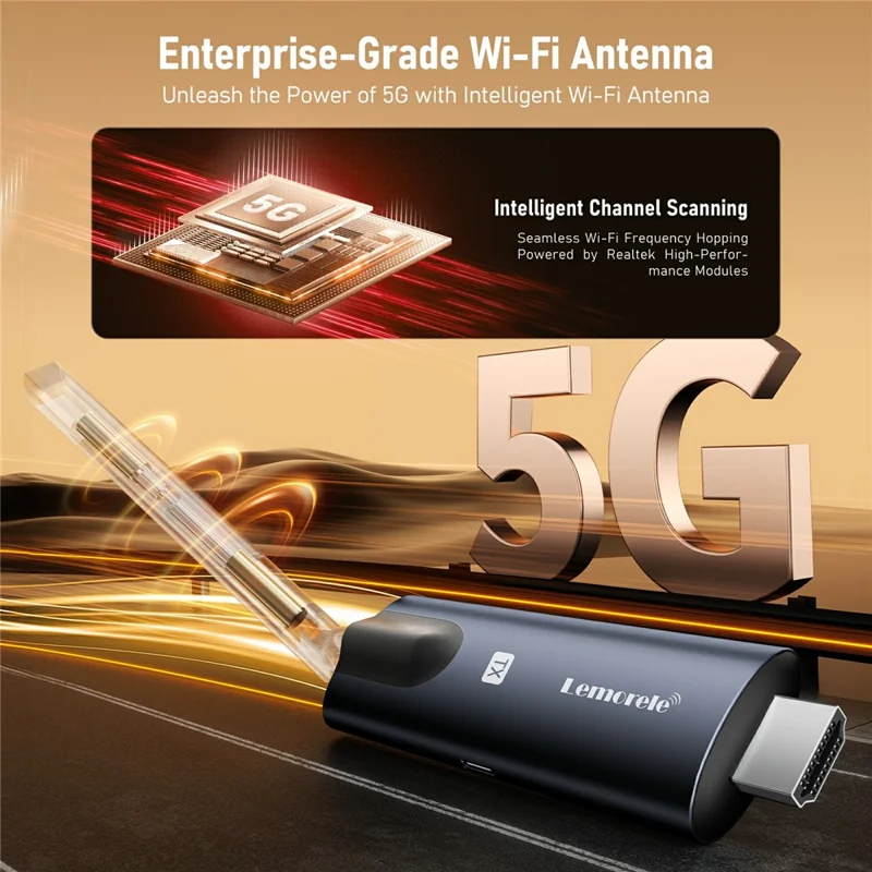 LEMORELE R1010 Wireless HD Adapter Transmitter Receiver Kit, 1TX to 2RX, 1080P HD Wireless Presentation, Screen Sharing for TV, Projector, Conference - Black