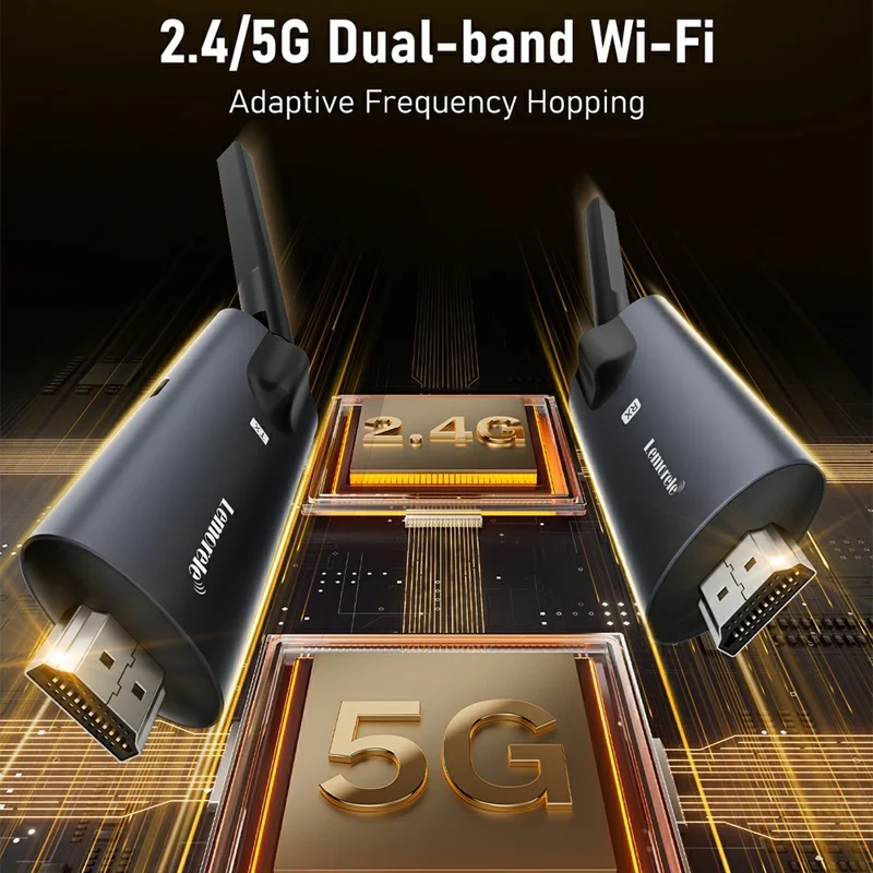 LEMORELE R1040 Wireless HD Adapter Transmitter Receiver Kit, 1TX to 4RX, 1080P HD Wireless Presentation, Screen Sharing for TV, Projector, Conference - Black