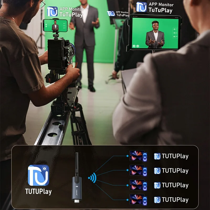 LEMORELE R1040 Wireless HD Adapter Transmitter Receiver Kit, 1TX to 4RX, 1080P HD Wireless Presentation, Screen Sharing for TV, Projector, Conference - Black