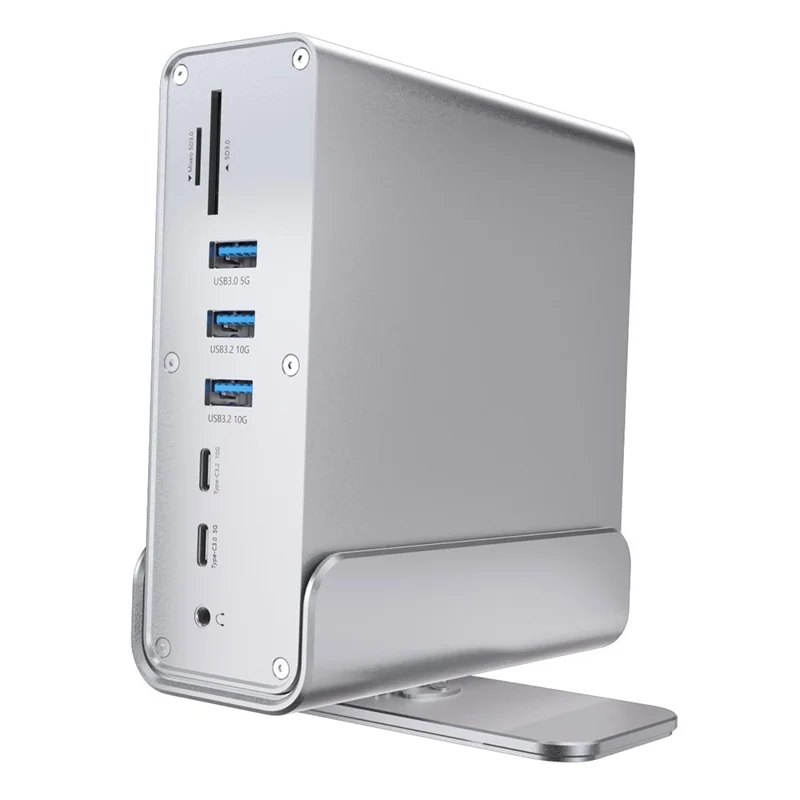 15 in 1 Type-C Docking Station MST Multi-Port Hub Adapter with Stand Dual HD DP USB 3.2 Gigabit Ethernet - Grey
